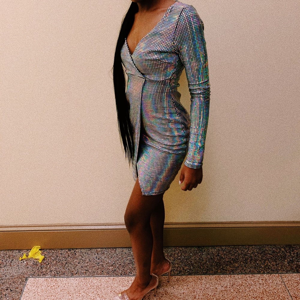 Sequin silver dress